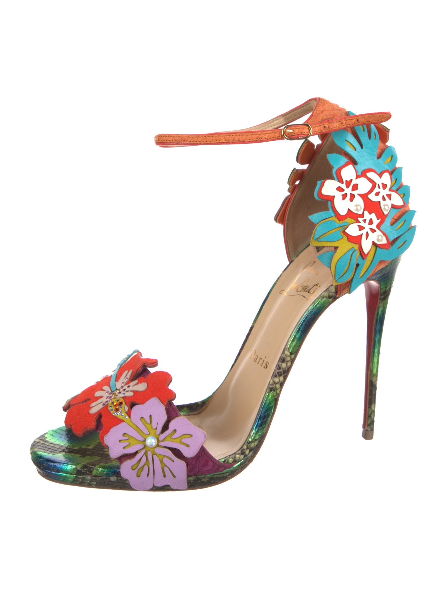 Christian Louboutin Leather Floral Print Sandals